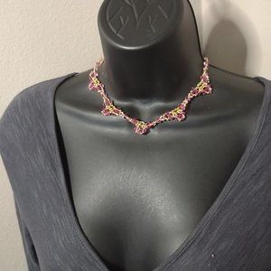 Pretty 15 Inch Pink Glass Bead Necklace